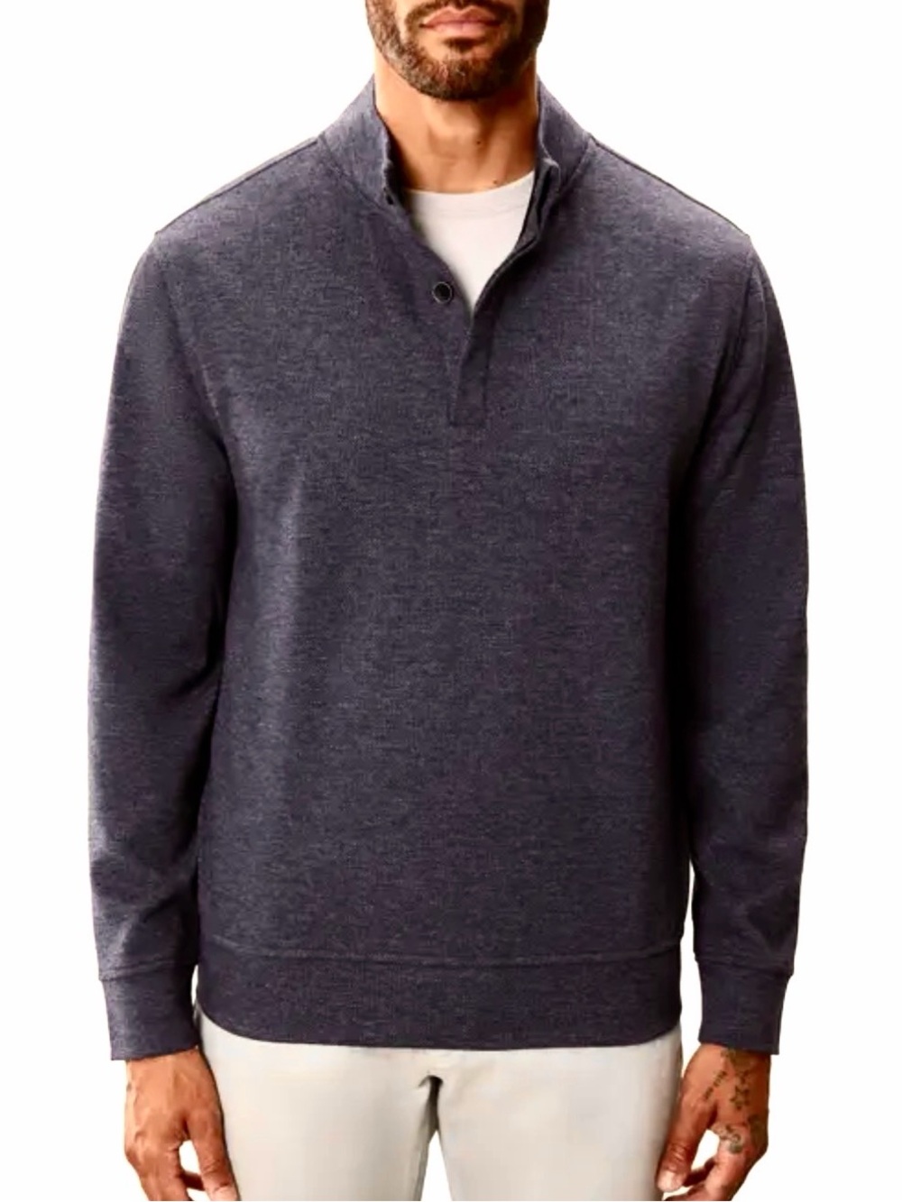 Robert Barakett Clarence Gray Textured Pullover Sweater Size XXL Long Sleeves